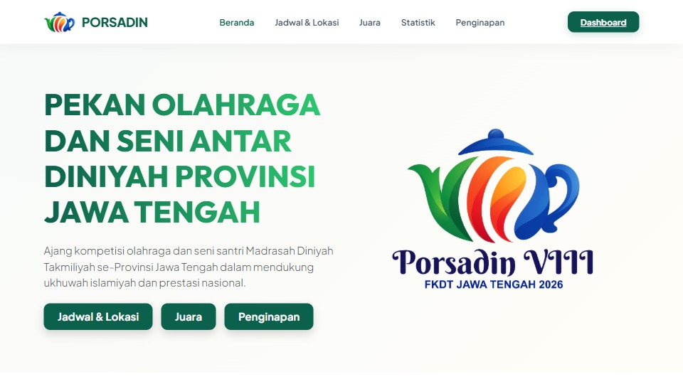 Tangkapan layar proyek PORSADIN Prov. Jateng 2026 - Portofolio 