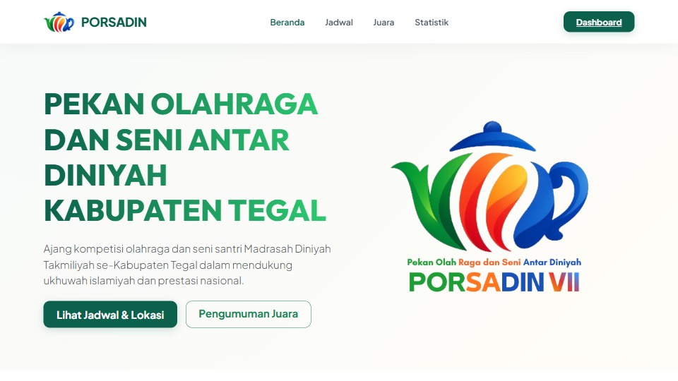 Tangkapan layar proyek PORSADIN Kab. Tegal 2026 - Portofolio 