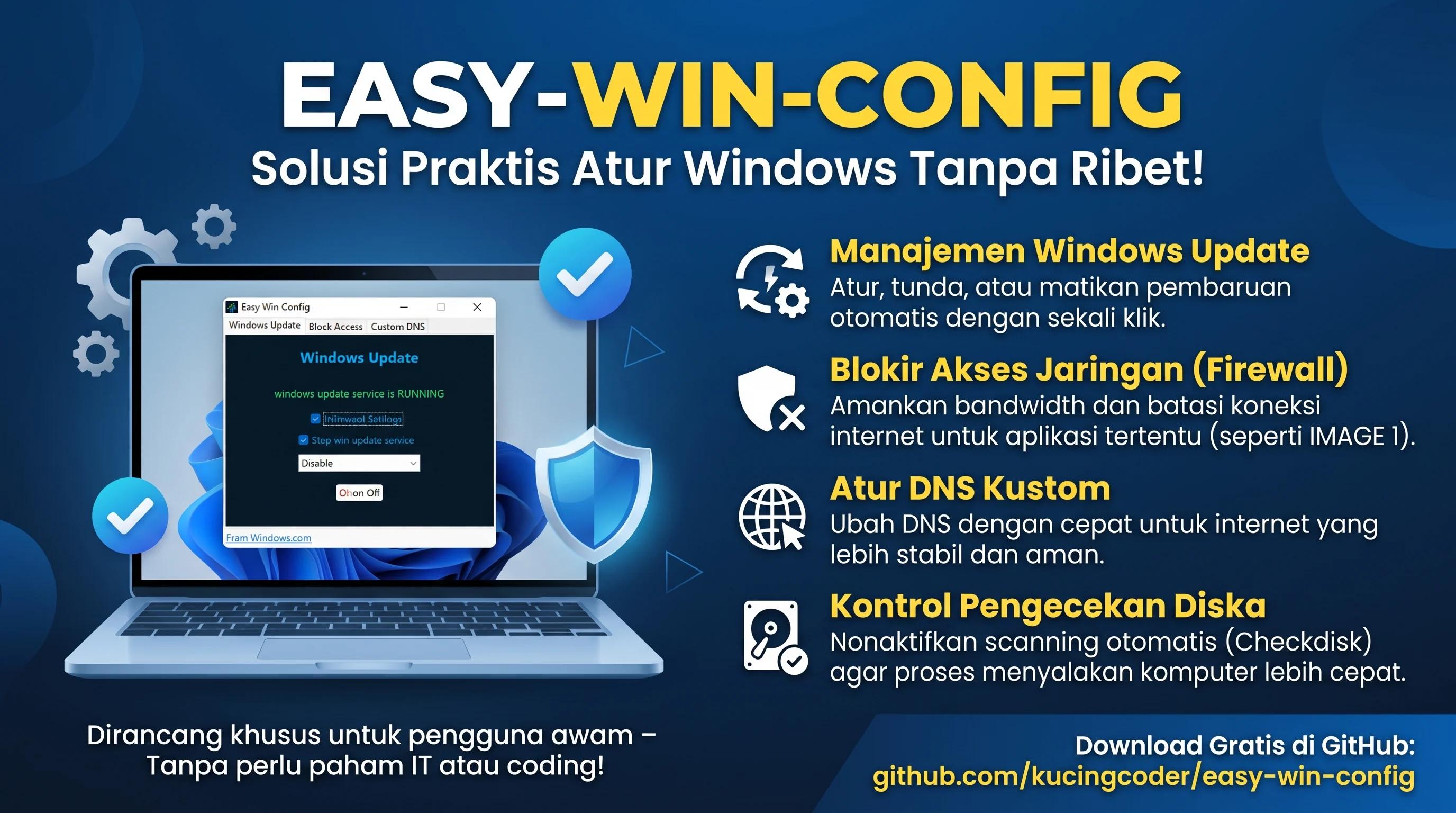 Tangkapan layar proyek Easy Win Config - Portofolio 